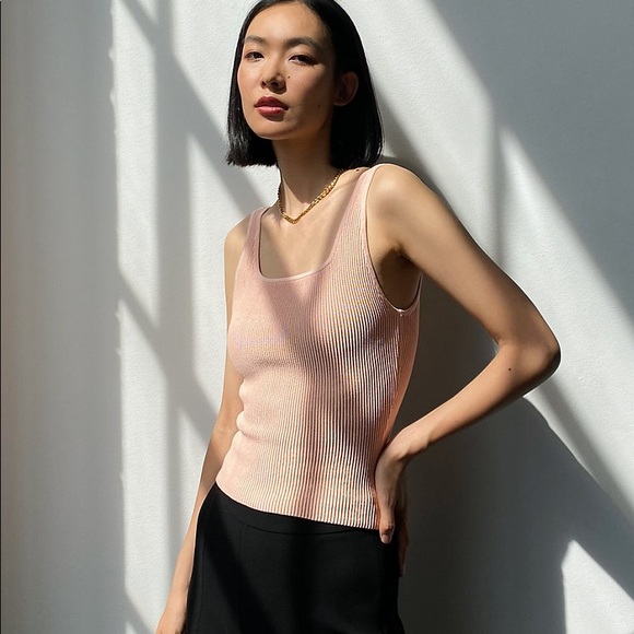 NWOT Aritzia Babaton Pink Sculpt Knit Long Tank XS - Picture 1 of 7